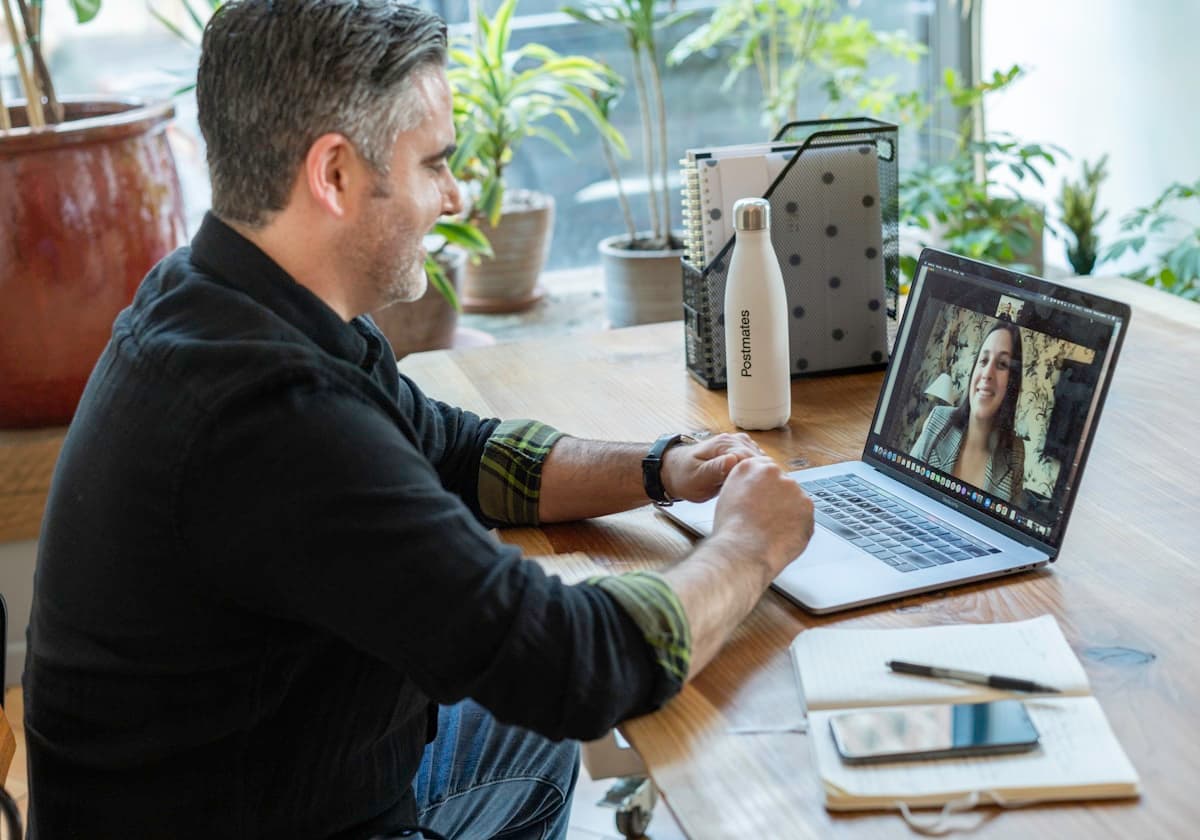 An account manager on a video call with a customer